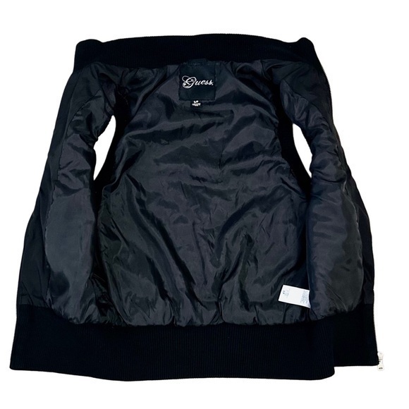 Guess Black Puffer Vest Quilted Logo Pattern Lined Sz S - Picture 3 of 5